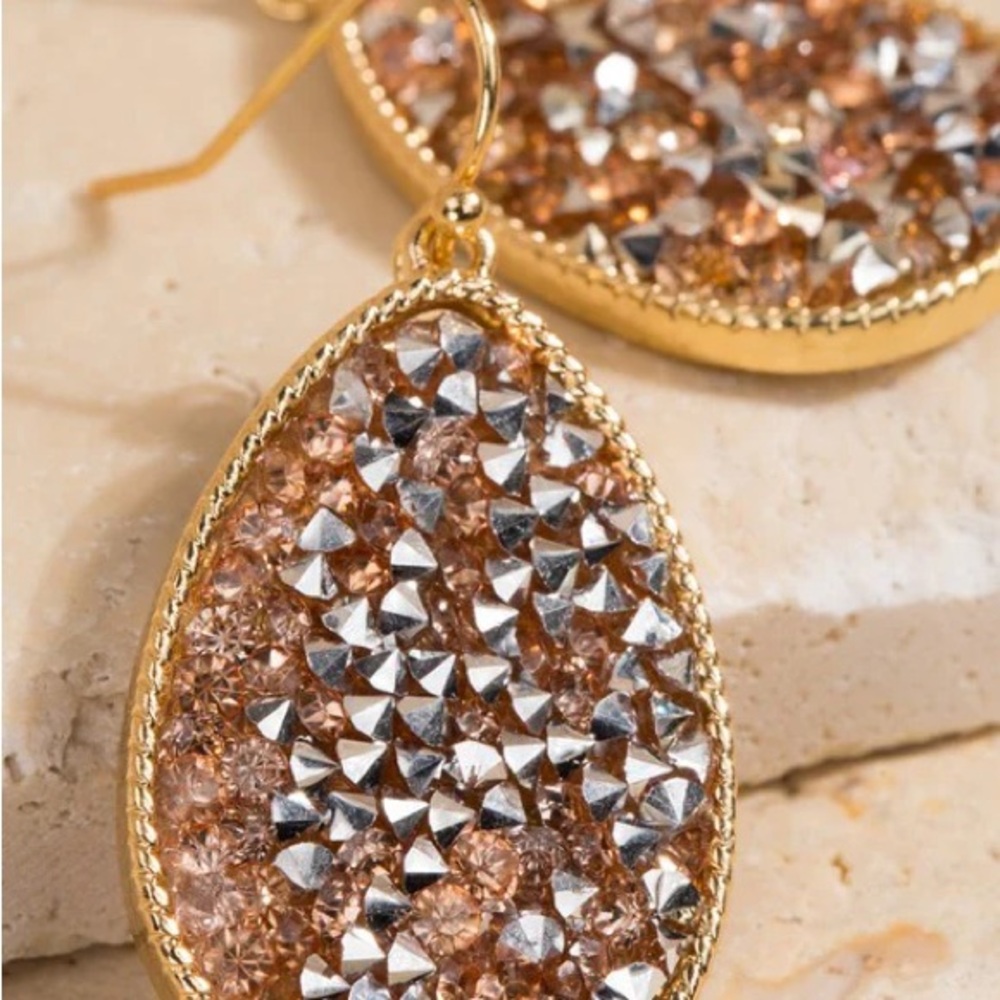 Sparkling Gold and Silver Teardrop Earrings